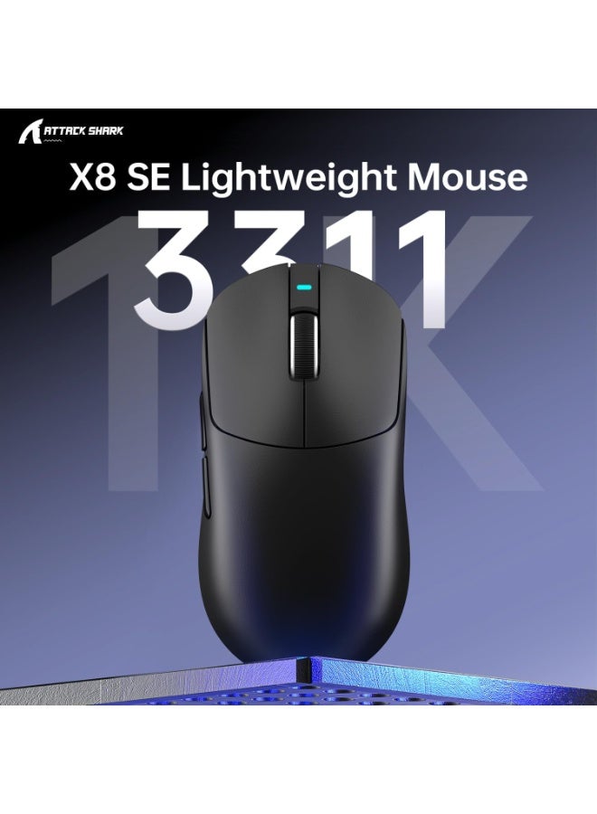 هجوم القرش فأرة ألعاب لاسلكية ATTACK SHARK X8 SE، خفيفة الوزن للغاية 55 جرامًا وقابلة للبرمجة مع سلكي/بلوتوث/2.4 جيجاهرتز، معدل استطلاع 1K، مستشعر ألعاب PixArt PAW3311، 25000 نقطة في البوصة، أبيض - Image 3