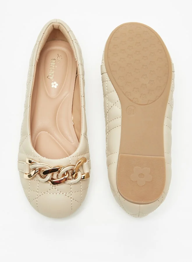 ميسي Girls Chainlink Accented Slip-On Ballerina Shoes