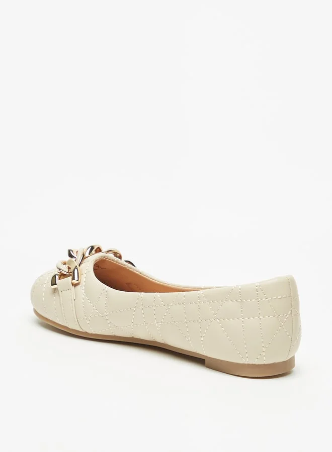 ميسي Girls Chainlink Accented Slip-On Ballerina Shoes