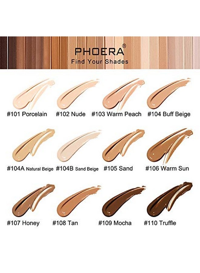 Phoera Aquapurity Phoera Full Coverage Foundation New Formula Waterproof Long Lasting Oil Free Velvet Matte Liquid Foundation For Oily Skin Flawless Makeup Base Cream Concealer (104A Natural Beige) - Image 5