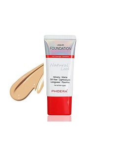 Phoera Aquapurity Phoera Full Coverage Foundation New Formula Waterproof Long Lasting Oil Free Velvet Matte Liquid Foundation For Oily Skin Flawless Makeup Base Cream Concealer (104A Natural Beige)  - Image 1