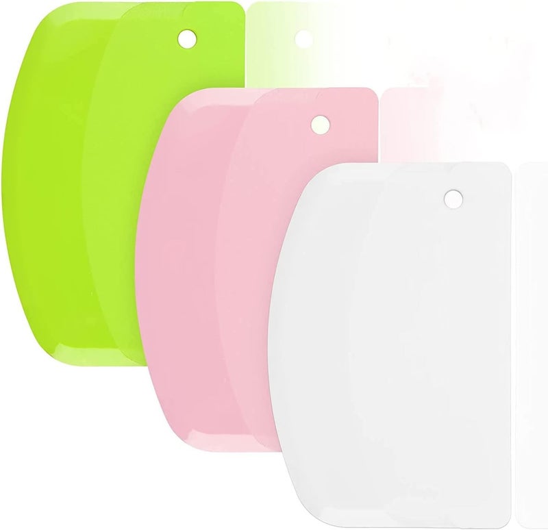 Hard Bench Scraper Dough Scraper SURDOCA 531x364 BPA Free PP Plastic Pastry Bread Baking Making Tools Cake Bowl Pastry Baking Supplies Cake Dough Fondant Icing Smoother GreenPinkWhite