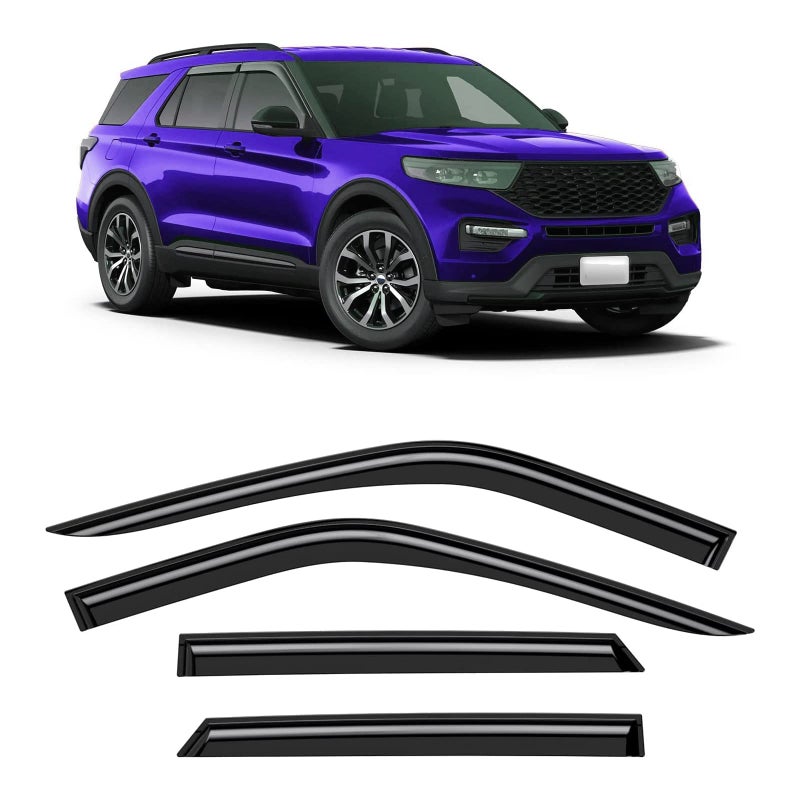 ZZDSNJ TapeOn Windows Visor 4Piece for 20202023 Ford Explorer Rain Guards Shield Shade Smoke