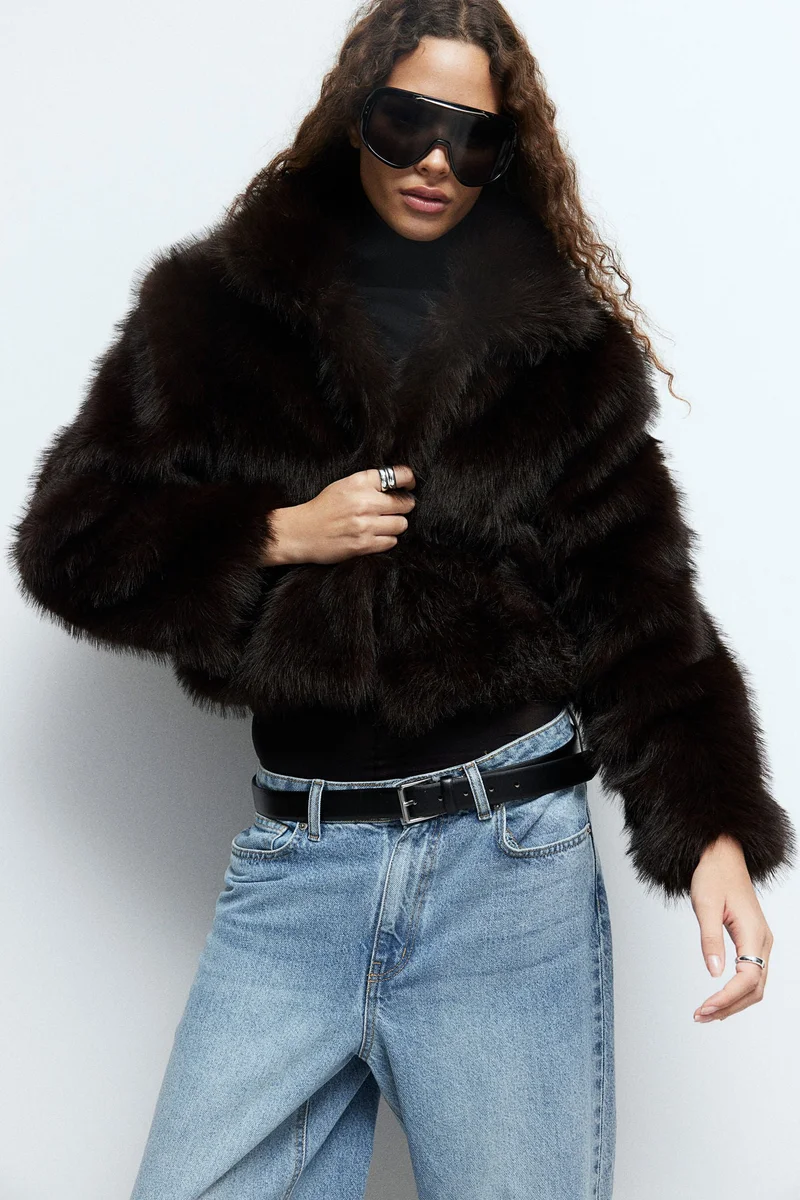 H&M Cropped fluffy jacket