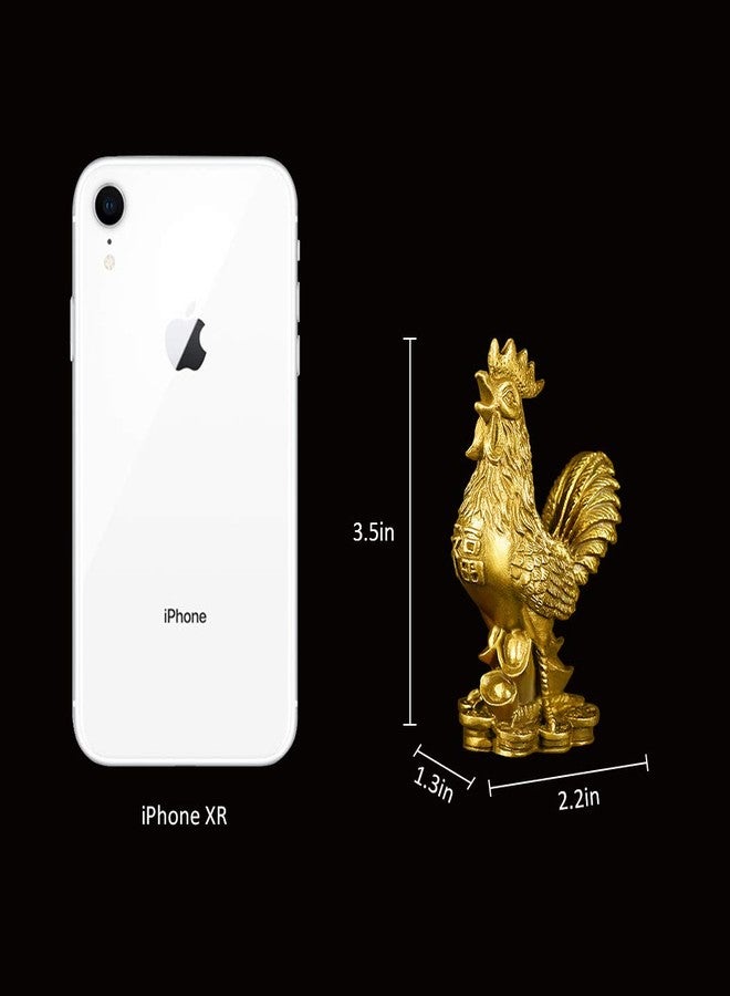 BRASSTAR Brass 3.5''(H) Auspicious Rooster Statue Ingots Wealth Feng Shui Sculpture Home Office Chinese Zodiac Decorative Ornament Business Gift Collection PTZY045 - Image 2