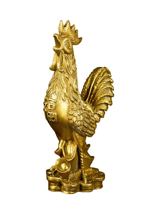 BRASSTAR Brass 3.5''(H) Auspicious Rooster Statue Ingots Wealth Feng Shui Sculpture Home Office Chinese Zodiac Decorative Ornament Business Gift Collection PTZY045 - Image 1