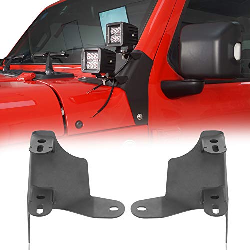 Hooke Road Dual APillar Light Mounting Brackets Compatible with 20182026 Jeep JL WranglerGladiator JT Pair Does not fit Gladiator Mojave Model - Image 1