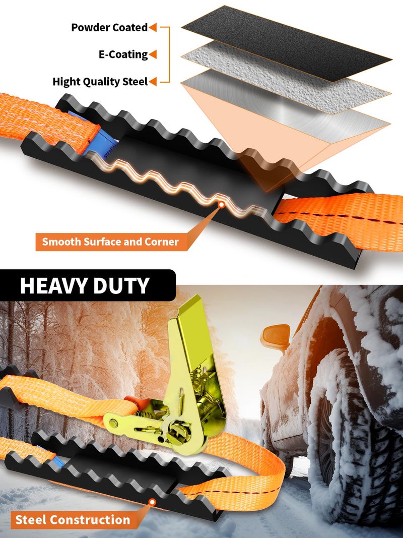 VKU Tire Traction Straps Metal Gripper Traction Device for Anti Skid Emergency Tire Straps to Get Unstuck from Snow, Mud, Ice & Sand, fit for Cars & Small SUVs ATV UTV etc (Car/Small SUV 2PC) - Image 5