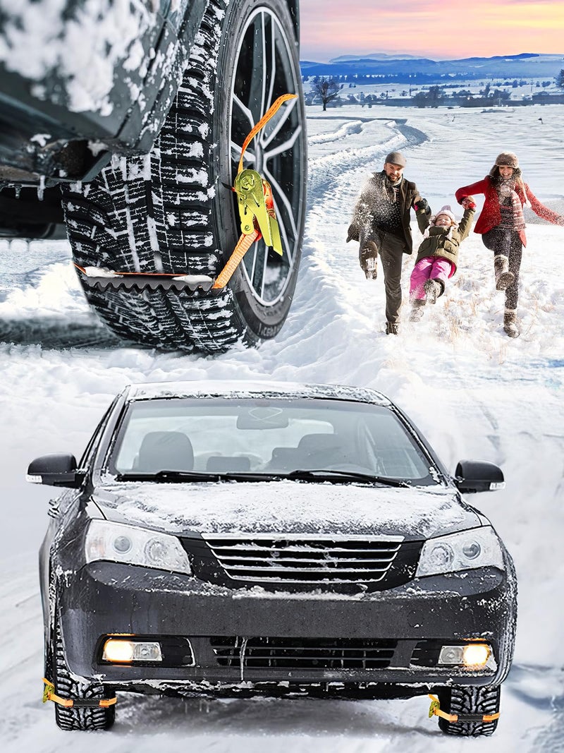 VKU Tire Traction Straps Metal Gripper Traction Device for Anti Skid Emergency Tire Straps to Get Unstuck from Snow, Mud, Ice & Sand, fit for Cars & Small SUVs ATV UTV etc (Car/Small SUV 2PC) - Image 4