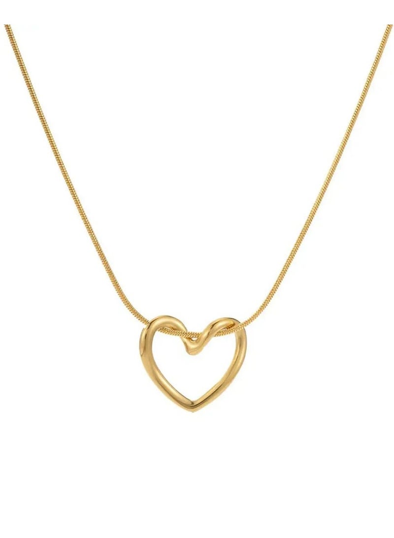 Luxuria 316L Stainless Steel 18K Gold Plated Fashion Luxury Simple Cute Open One Side Necklace Jewelry for Women - Image 1