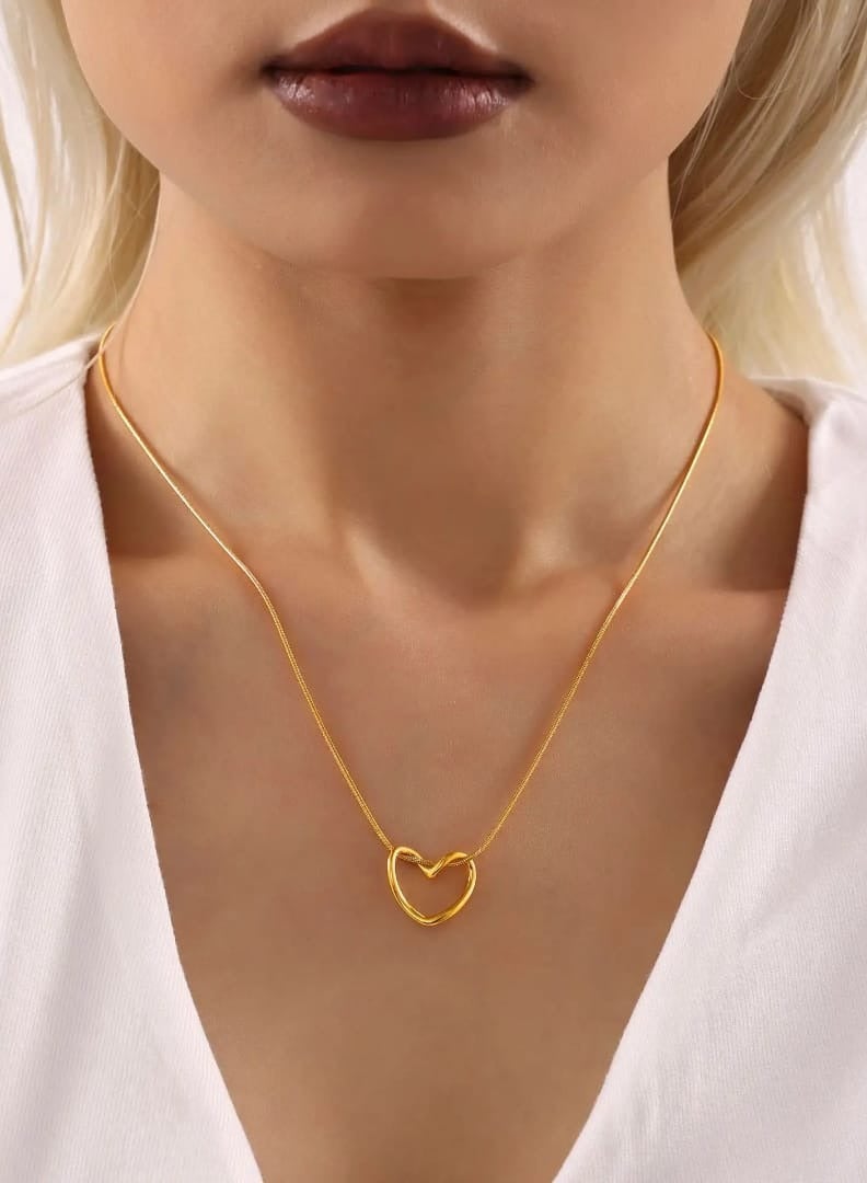 Luxuria 316L Stainless Steel 18K Gold Plated Fashion Luxury Simple Cute Open One Side Necklace Jewelry for Women - Image 3