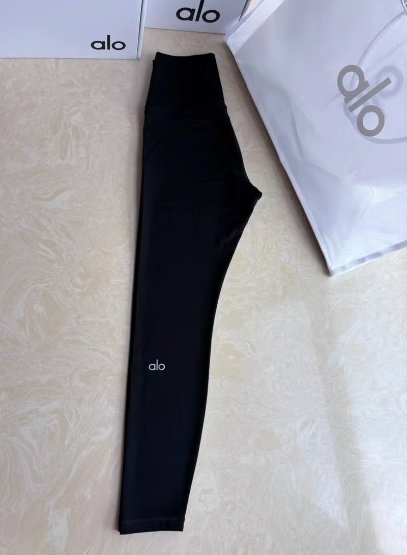 ألو ALO Yoga سراويل رياضية عالية الخصر، سراويل يوجا مريحة ناعمة للتحكم في البطن، سراويل رياضية غير شفافة - أسود - Image 5