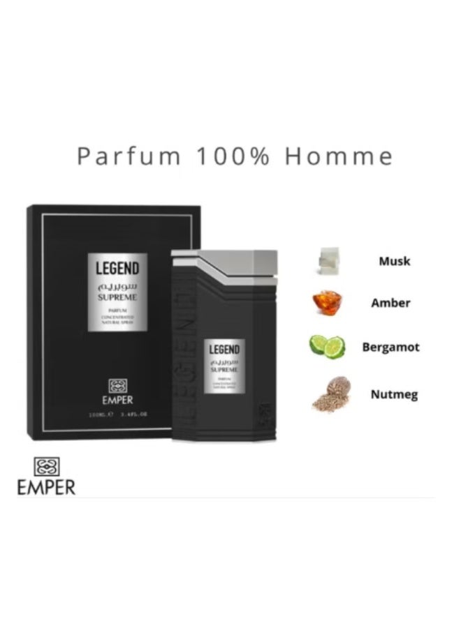 امبر عطر ليجند سوبريم للرجال، ماء عطر 100 مل - عطر رجالي يدوم طويلاً - Image 2