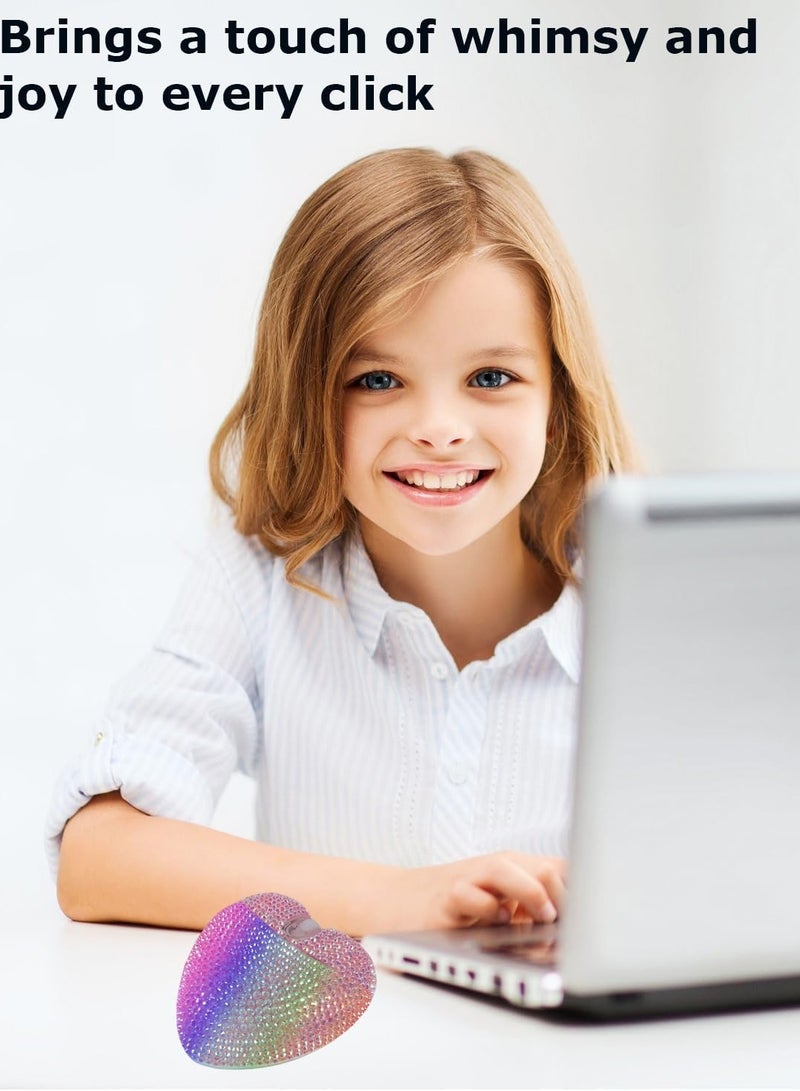 general Wireless Bluetooth Mouse Cute Pink Love Heart Shinning Led Light Silent Portable Lightweight USB Optical Cordless Dual Mode Mice for PC Laptop Computer Women Girl - Image 3