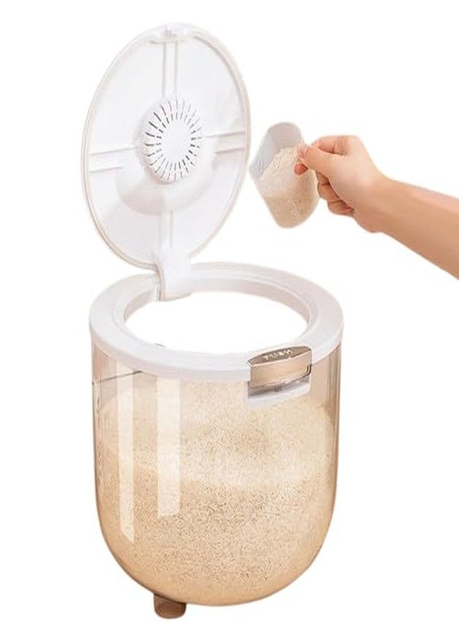 OTIPORTER Rice Bucket Food Storage Containers With Lids Airtight Transparent Free Measuring Cup,Moisture,Lnsect-Proof Food Storage Container Bin Dispenser Ideal for Rice,Grains & Dry Goods - Image 1