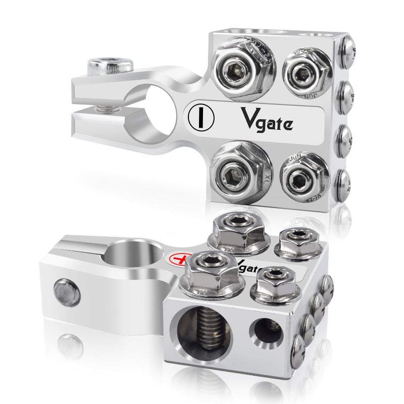 Vgate 12-Way Lead Acid Battery Terminal Connector, Multi-Size Hole Holder, 8AWG up to 4/0(XL) AWG Gauge, Positive & Negative for SAE/DIN/EN Tapered Top Post - Image 1