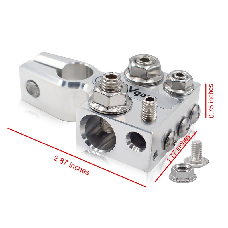 Vgate 12-Way Lead Acid Battery Terminal Connector, Multi-Size Hole Holder, 8AWG up to 4/0(XL) AWG Gauge, Positive & Negative for SAE/DIN/EN Tapered Top Post - Image 2