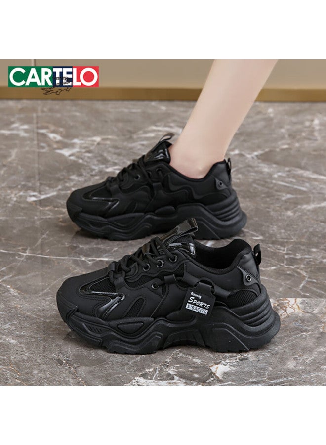 Cartelo Crocodile Women's Dad Sneakers Autumn Height Increasing Sports Casual Running Shoes For Students 1604 Black Size 35 - Image 4