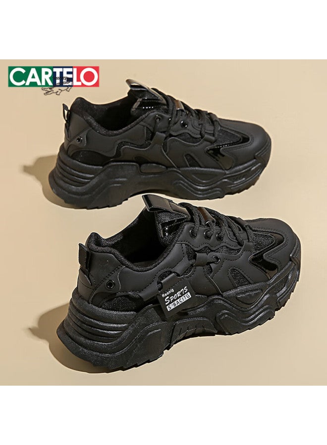 Cartelo Crocodile Women's Dad Sneakers Autumn Height Increasing Sports Casual Running Shoes For Students 1604 Black Size 35 - Image 3