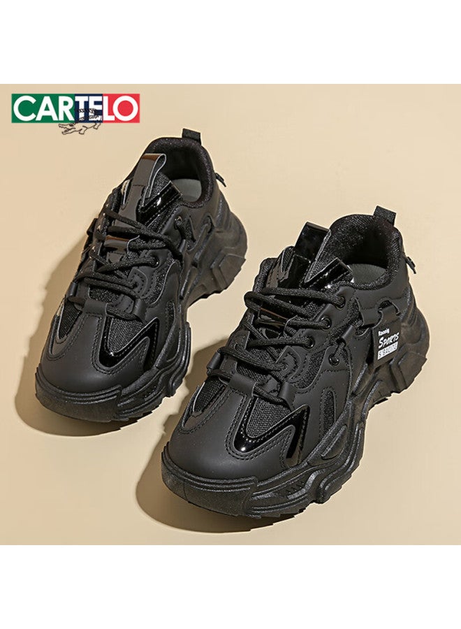 Cartelo Crocodile Women's Dad Sneakers Autumn Height Increasing Sports Casual Running Shoes For Students 1604 Black Size 35 - Image 2