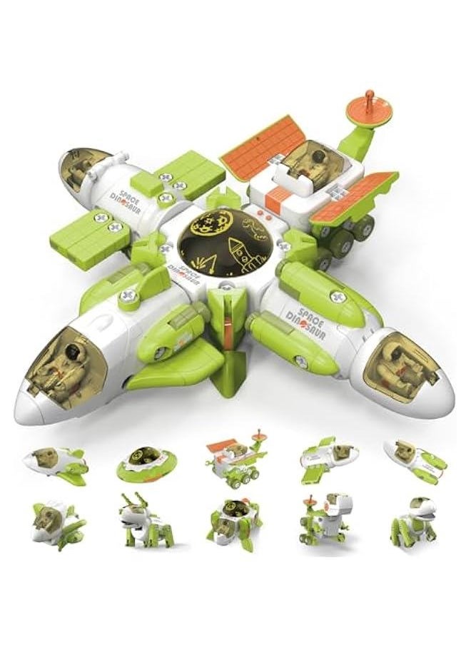 Generic - 10 in 1 Space Toys Rocket Dinosaurs Set for Kid Space Shuttle Planet Toys STEM Space Astronaut Rocket Ship Kit for Boys 5 6 7 8 Spaceship Station Gift Foster Love for Space Dinos Exploration - Image 1