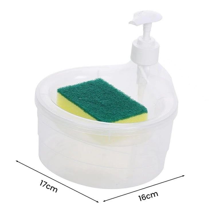 Ameedarshan 2in1 Transparent Soap Dispenser with Sponge Holder Leakproof Kitchen Pump for Dishwashing Convenient Visible Cleaning - Image 3