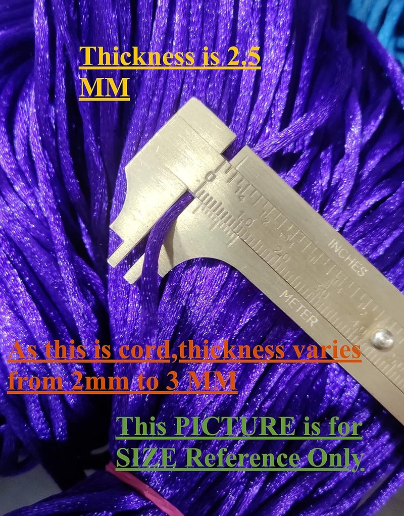 OMX 2.5 MM, 60 to 75 Mtr, Thick Malai Macrame Cord/Malai Dori/Silk Macrame, Bugtail Satin Cord Shamballa Beading Kumihimo String (Gold) - Image 4