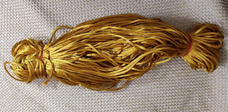OMX 2.5 MM, 60 to 75 Mtr, Thick Malai Macrame Cord/Malai Dori/Silk Macrame, Bugtail Satin Cord Shamballa Beading Kumihimo String (Gold) - Image 3