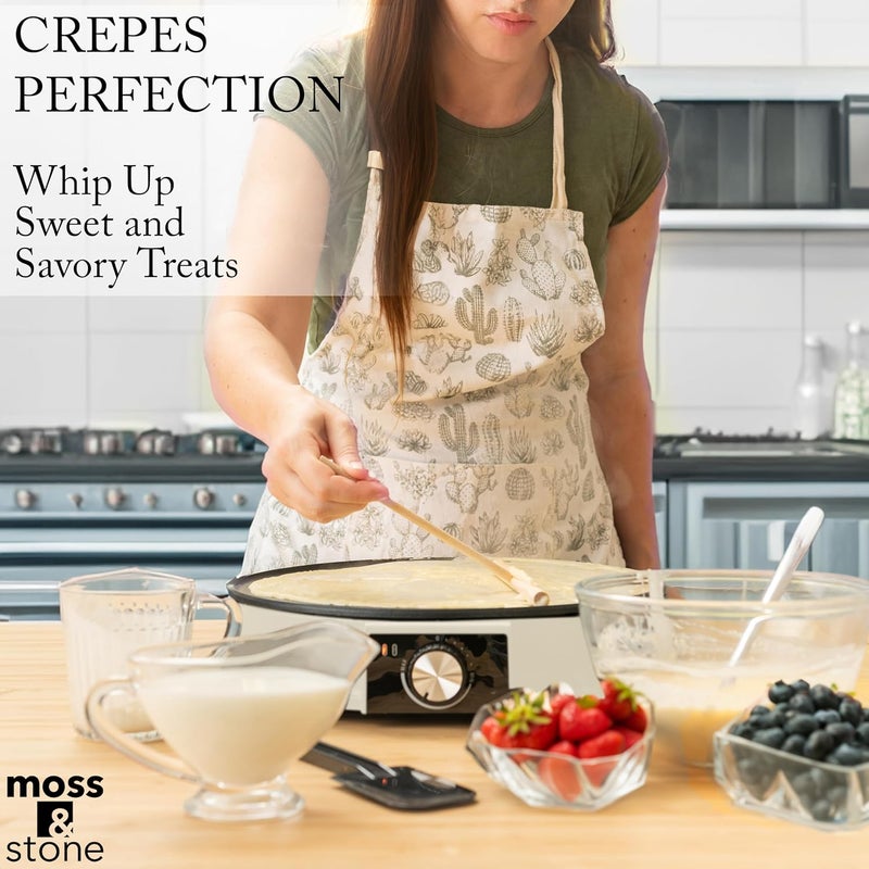 Moss & Stone 12” Electric Griddle Pan & Crepe Machine, Non-Stick Electric Crepe Maker with Adjustable Temperature, Includes Spreader & Spatula – Ideal for Pancakes, Blintzes & Tortillas - Image 4
