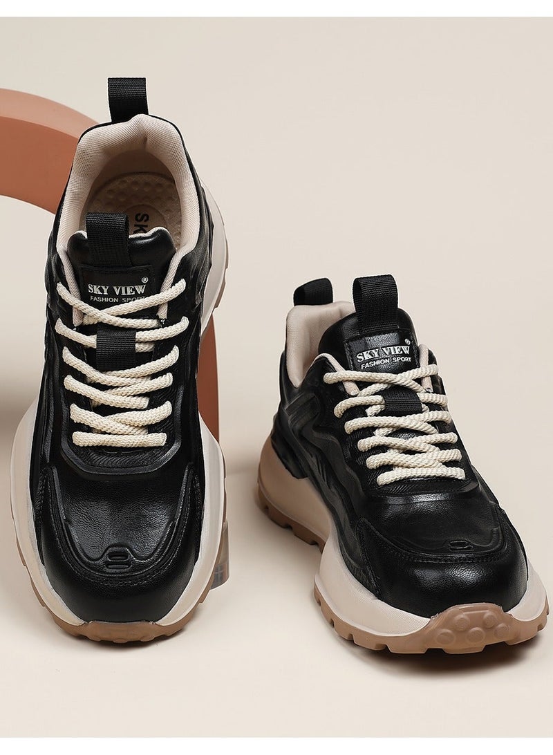 SKY VIEW Men Fashion Casual Shoes Mid Top Wide Hiking Sneakers Non-Slip Trekking Walking Shoes Running Shoes for Men with Arch Support - Image 2