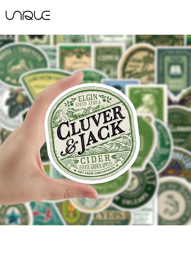 يونيك 60 قطعة ملصقات خضراء عتيقة - ماء كمبيوتر محمول ملصق صائق زجاجة ماء كمبيوتر محمول لوح التزلج الوفير للأطفال في سن المراهقة الفتيات - Image 3