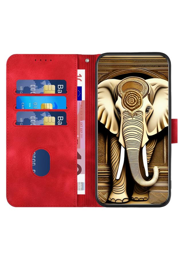 اس-توب جراب لهاتف Realme 7 5G/V5 5G/Q2 5G/Narzo 30 Pro 5G جراب هاتف جلدي منقوش عليه رأس فيل مع حبل - Image 3