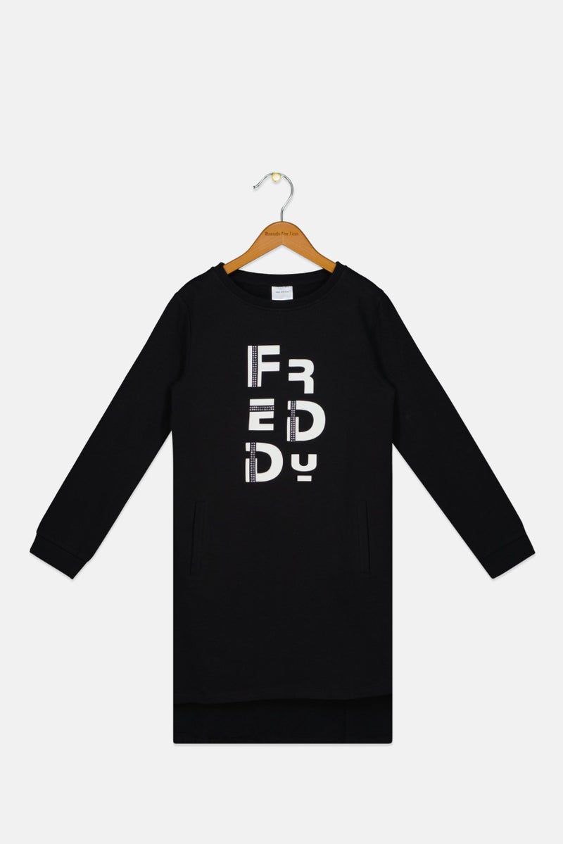 FREDDY Kids Girl Graphic Dress, Black - Image 1