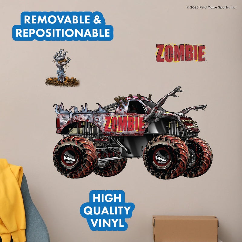 WALL PALZ Monster Jam Zombie Truck Wall Decal - Large 21"" Wide Monster Truck Wall Vinyl Stickers Bedroom Decorations - Peel and Stick Room Decor  - Image 2