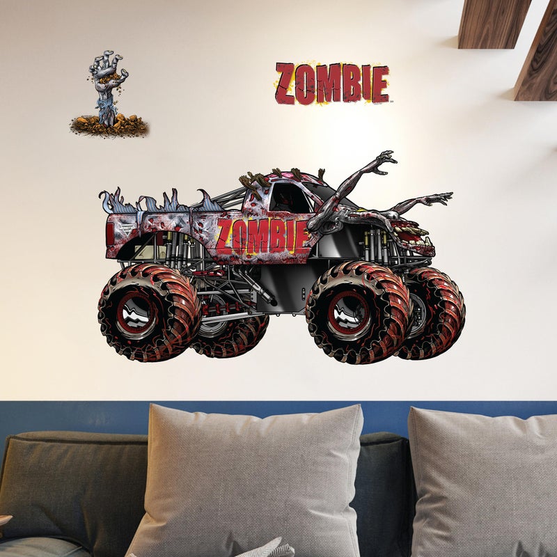 WALL PALZ Monster Jam Zombie Truck Wall Decal - Large 21"" Wide Monster Truck Wall Vinyl Stickers Bedroom Decorations - Peel and Stick Room Decor  - Image 1
