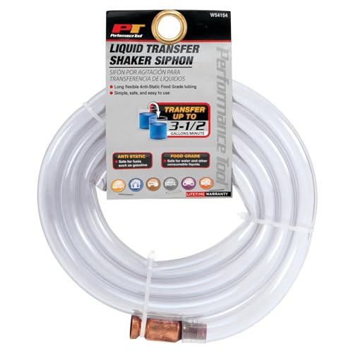 Performance Tool W54154 Food-Grade 3.5 GPM Liquid Transfer Shaker Siphon Tube Hose, Clear Blue, 6-foot Tube - Image 4