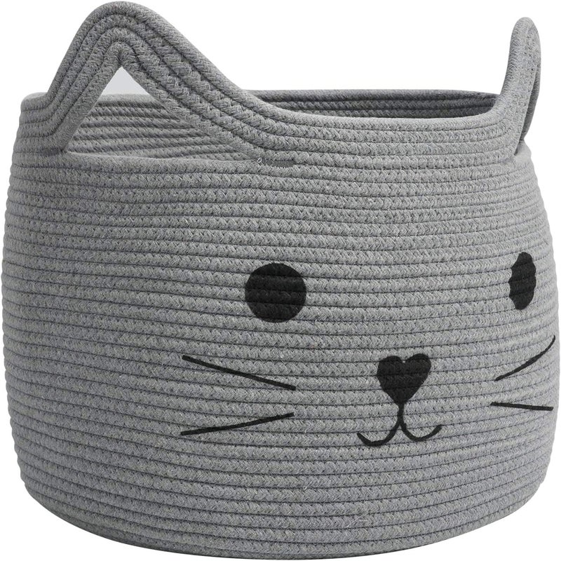 LEAZZOTE LEAZZOT Laundry Basket Hamper For Dirty Clothes Woven Jute Storage Basket For Blanket In Living Room Toy Basket For Nursery Storage (CAT-2[13X15 INCH]) - Image 1