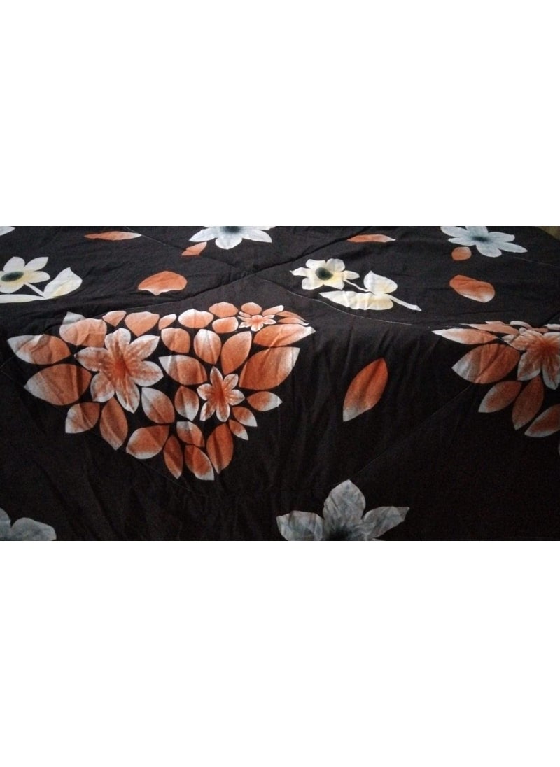 urban village urban village Super Soft Microfiber Cotton Comforter King Size AC ComforterBlanketDuvet with Microfiber Filling Orange Flower Design Black 
