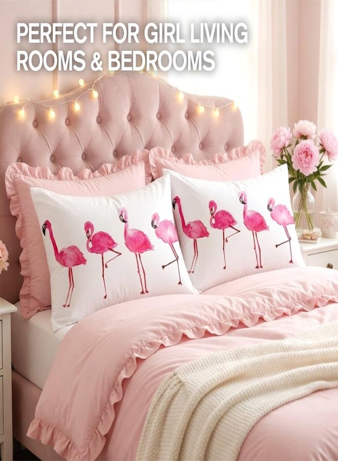 ARIGHTEX White Bedding Pillowcases Pink Flamingo Pillow Covers Soft and Fashion Tropical Birds White Pillow Cases Set of 2 Teenage Girls Bedroom Dorm Decor Styling Gift (Standard 20" x 26") - Image 4