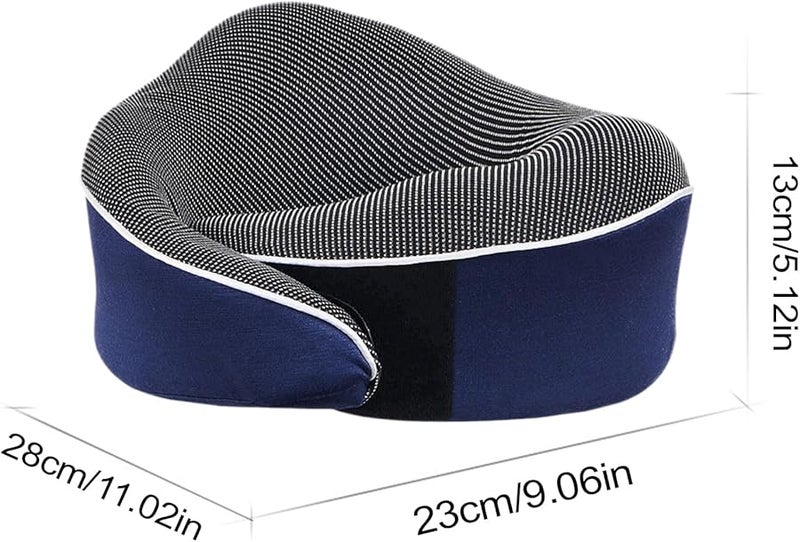 وسادة سفر زرقاء للرقبة قابلة للتنفس لدعم الرقبة للأطفال والكبار للسيارة والتخييم والسرير - Image 3