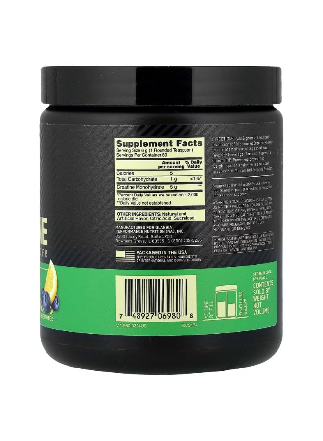 ON Optimum Nutrition, Micronized Creatine Powder, Blueberry Lemonade, 12.69 oz (360 g) - Image 2