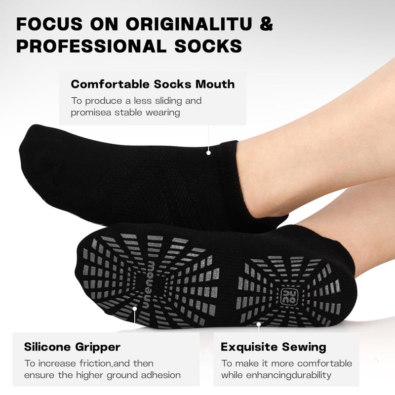 unenow 5 Pairs Pilates Socks for Women Non Slip Socks with Grips for Yoga Hospital Barre Barefoot - Image 4