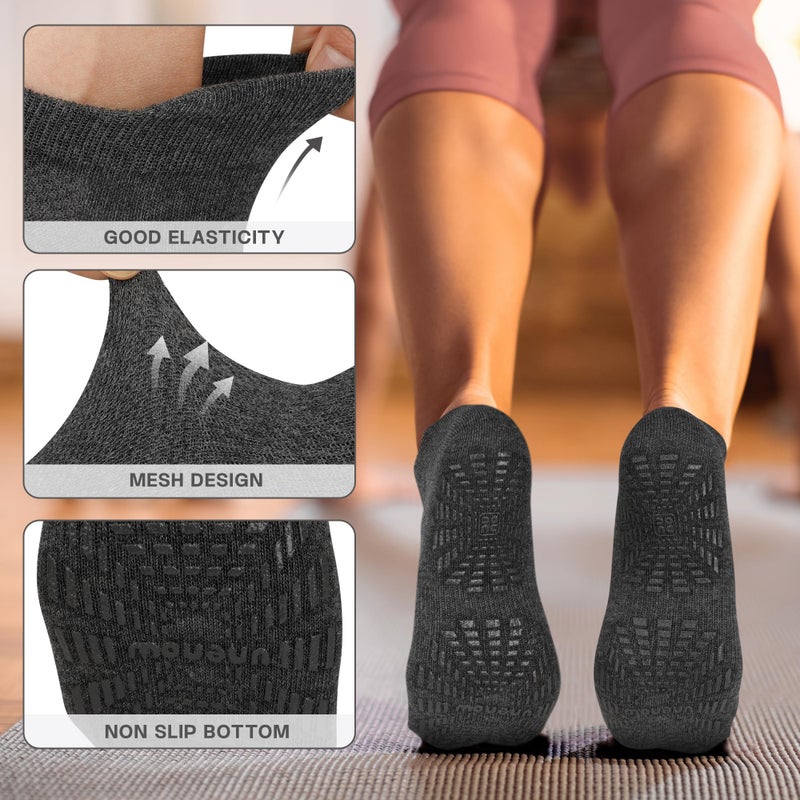 unenow 5 Pairs Pilates Socks for Women Non Slip Socks with Grips for Yoga Hospital Barre Barefoot - Image 5