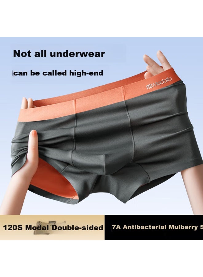 Madallo High Quality Double-sided Men's Underwear 120s Madallo Mulberry Silk Antibacterial Crotch Ice Silk Four-corner Large Size Pant Head