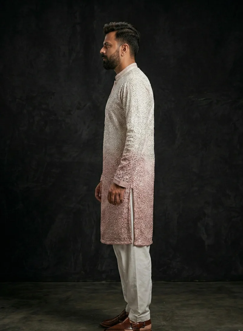 Lehar The Blush Gradient Heritage Kurta Set with Patiala