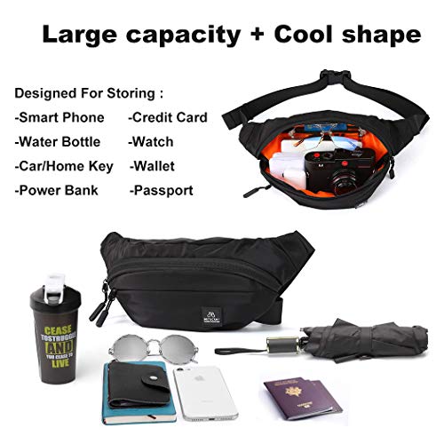 HYC00 Large Fanny Pack for Men Women Plus Size Waist Waterproof, Gym Outdoor Fashion Belt Waist Bag Pack Pouch for Men with Zipper Adjustable Strap - Image 2