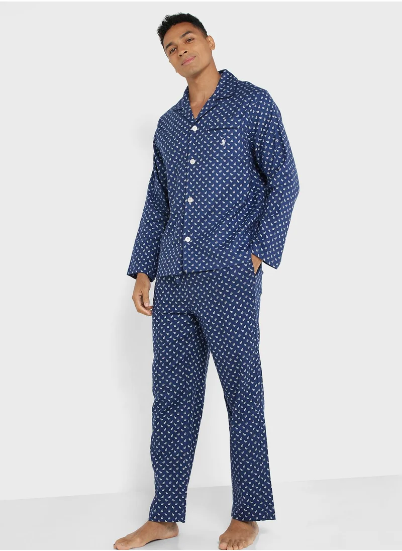 POLO RALPH LAUREN Printed Button Down Shirt & Pyjama Set