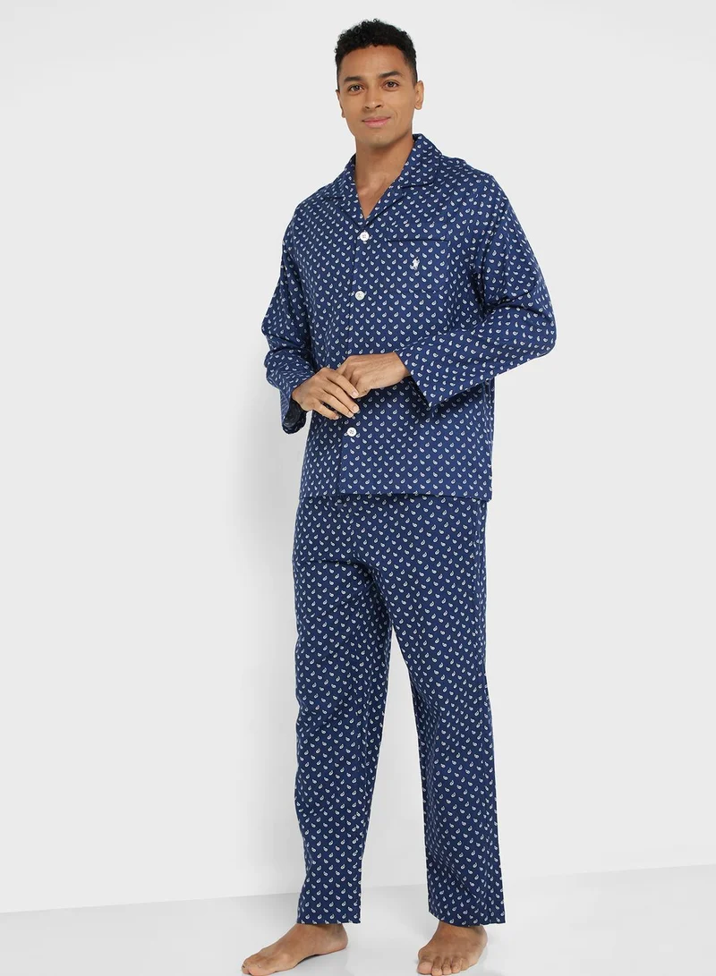 POLO RALPH LAUREN Printed Button Down Shirt & Pyjama Set