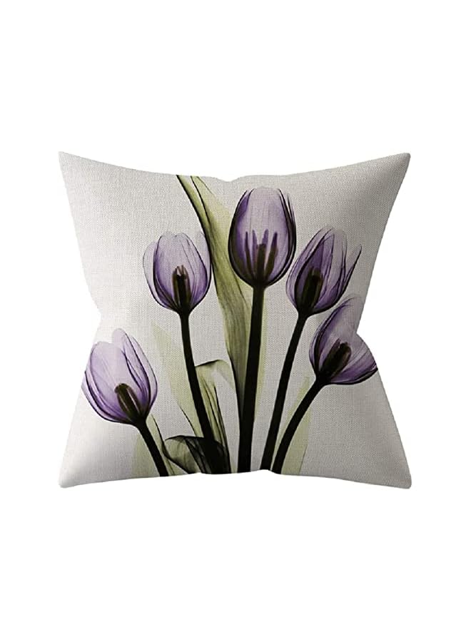 Green Tiger Throw Pillow Covers Set of 4 Purple Flower Cushion Covers 18x18 inch Boho Linen Square Throw Pillow Cover for Living Room Sofa Couch Bed Pillowcase 45cm x 45cm - Image 5