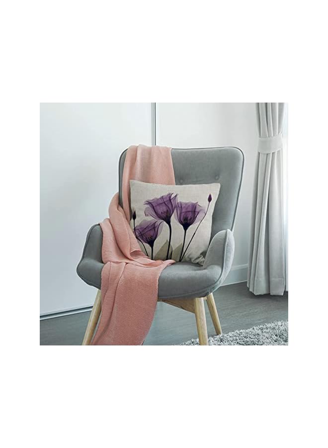 Green Tiger Throw Pillow Covers Set of 4 Purple Flower Cushion Covers 18x18 inch Boho Linen Square Throw Pillow Cover for Living Room Sofa Couch Bed Pillowcase 45cm x 45cm - Image 3